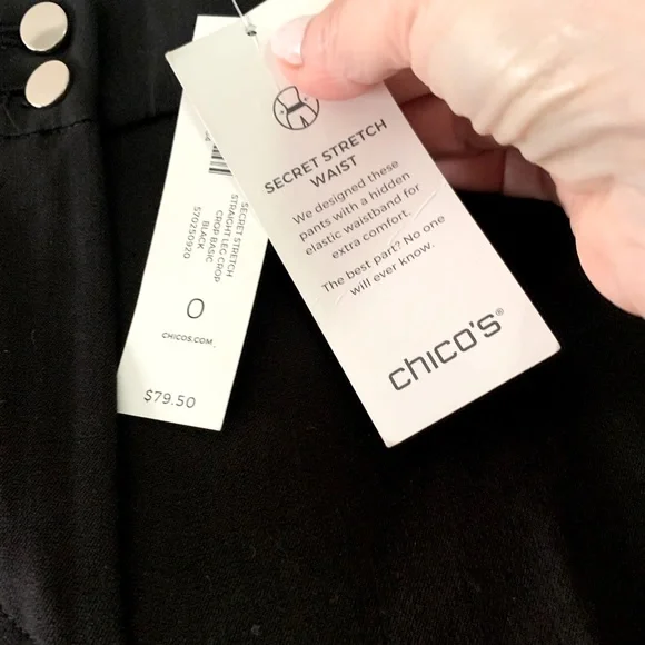 Chicos NEW WITH TAGS Black Stretch Straight Leg Crop Pants Size 4 (Chico 0) - Picture 4 of 8